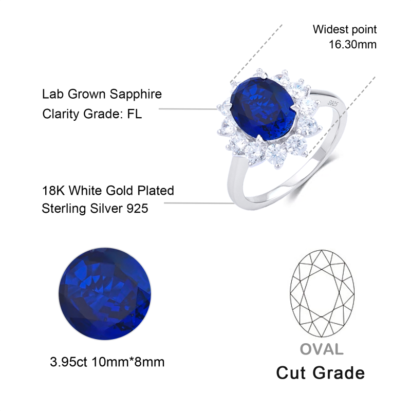 Royal Blue Sapphire Halo Ring - 图片 2