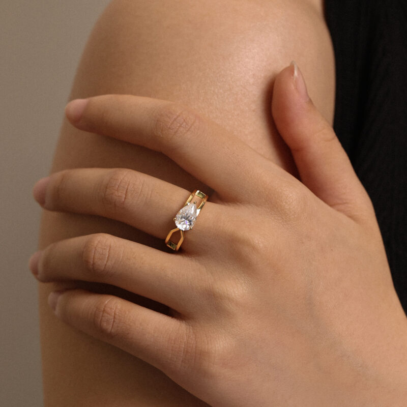 Dew of Dawn Gold Moissanite Ring - Image 2