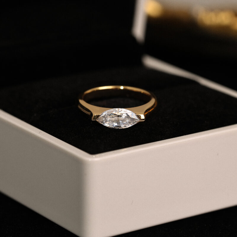 Gold Marquise-Cut Ring - Image 4