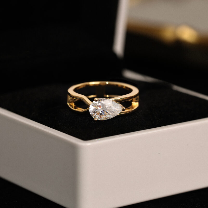 Dew of Dawn Gold Moissanite Ring - Image 3