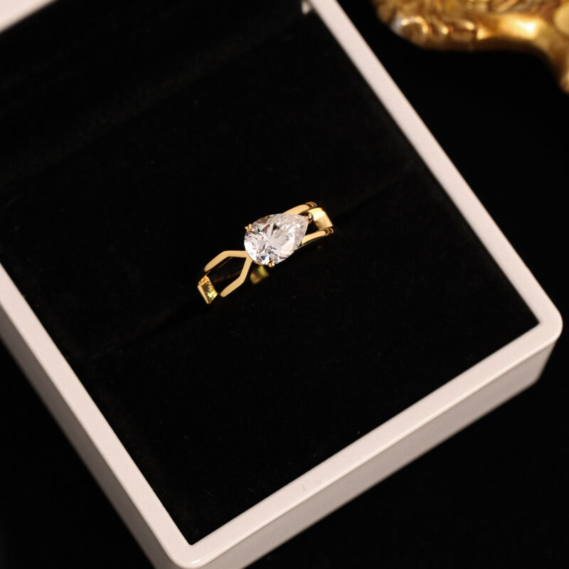 Dew of Dawn Gold Moissanite Ring - Image 4