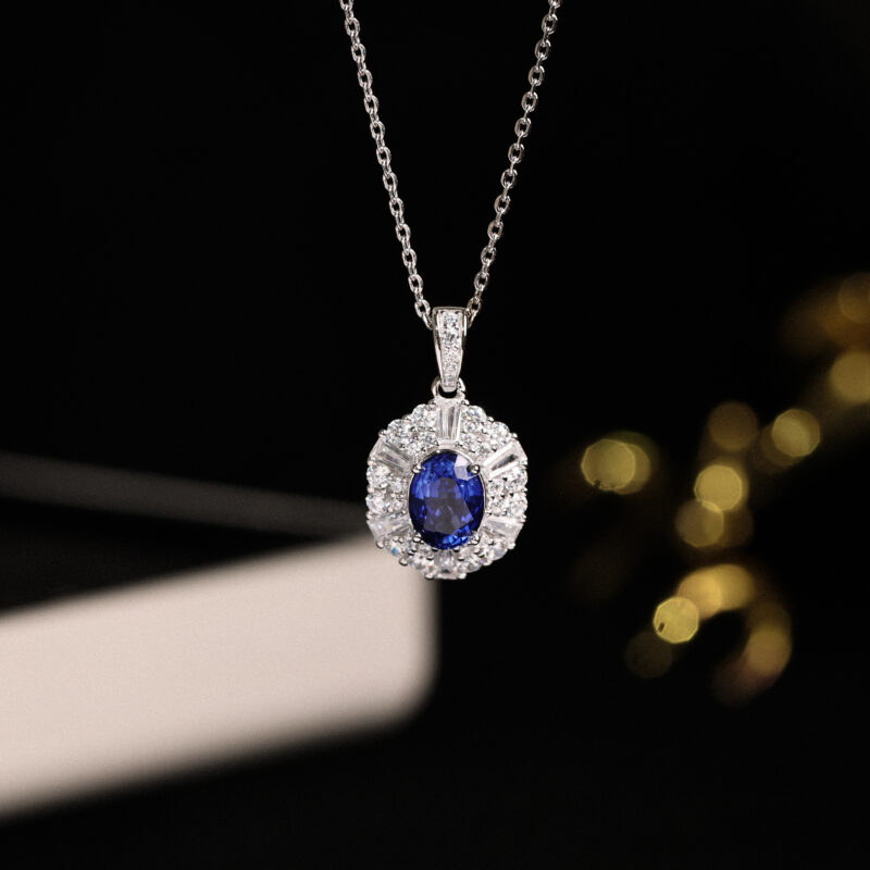 Blue Sapphire Pendant Necklace - Image 2