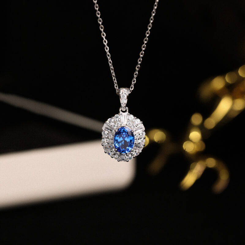 Blue Cobalt Spinel Pendant Necklace - Image 4
