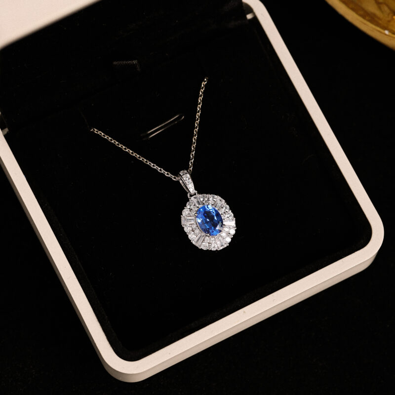 Blue Cobalt Spinel Pendant Necklace - Image 5