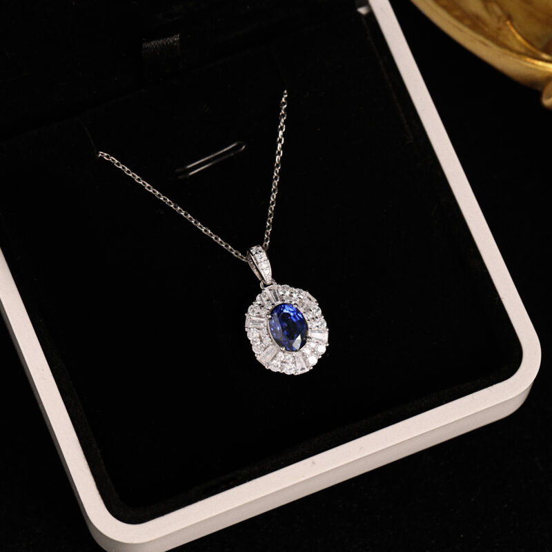 Blue Sapphire Pendant Necklace - Image 3