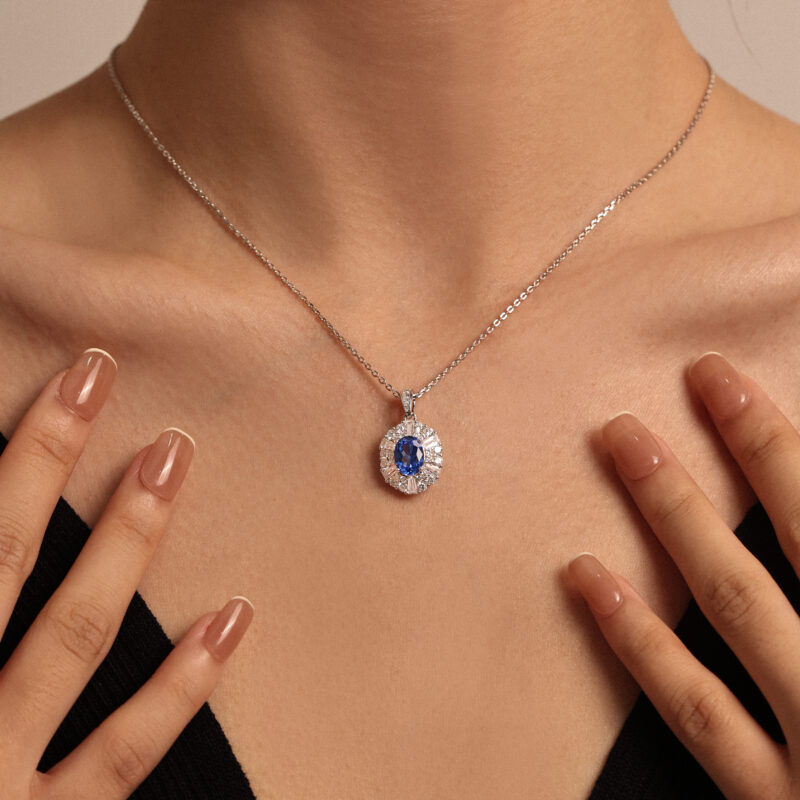 Blue Cobalt Spinel Pendant Necklace - Image 6