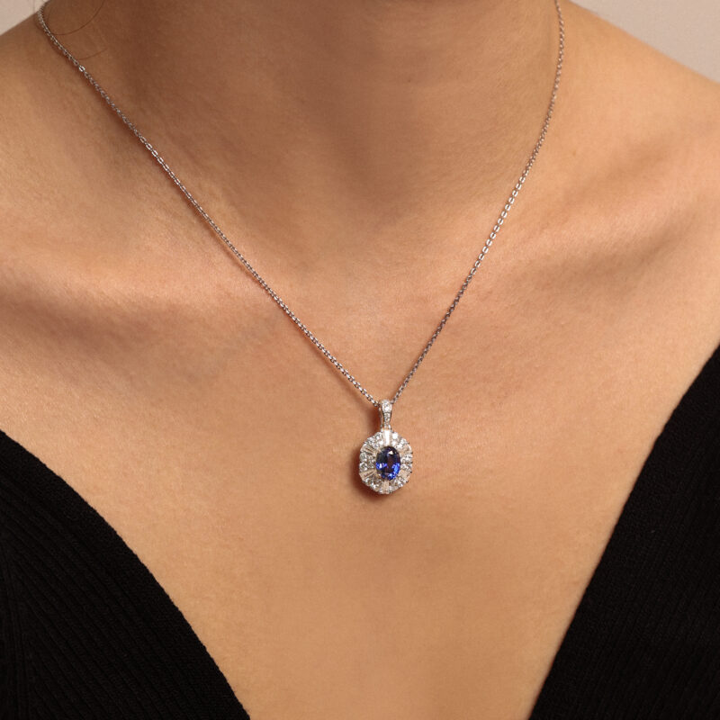 Blue Sapphire Pendant Necklace - Image 4