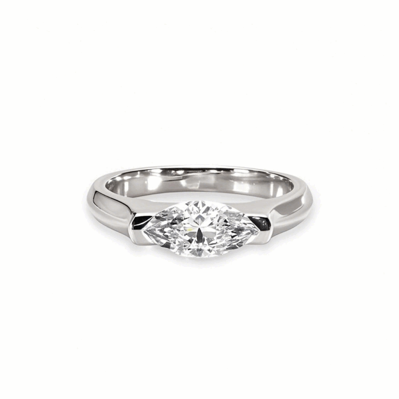 Silver Marquise-Cut Ring