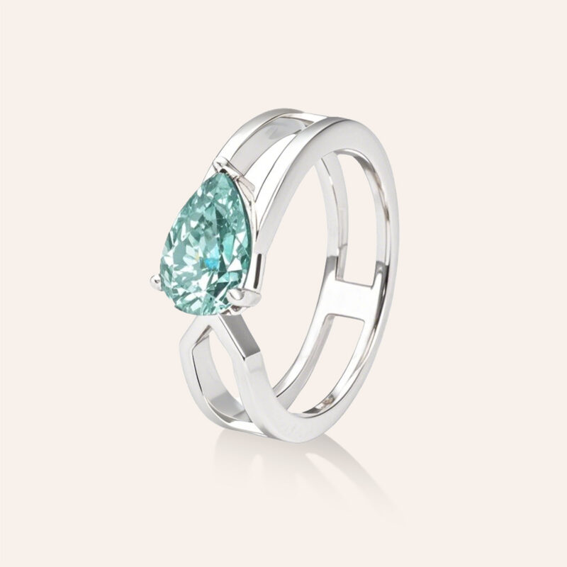 Silver Pear-Cut Ring