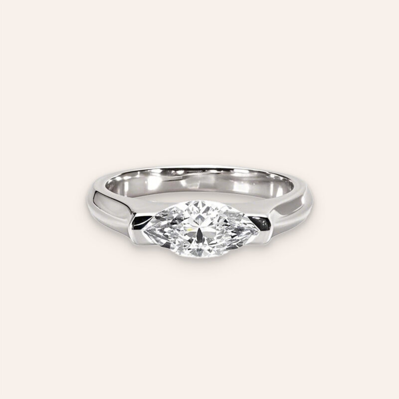 Silver Marquise-Cut Ring