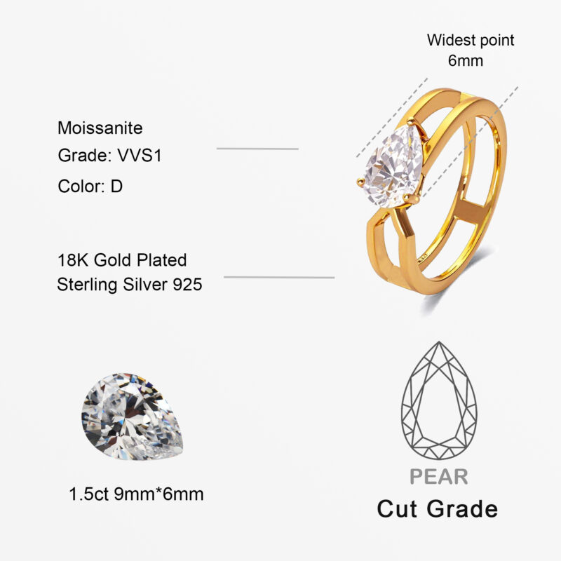 Dew of Dawn Gold Moissanite Ring - Image 6