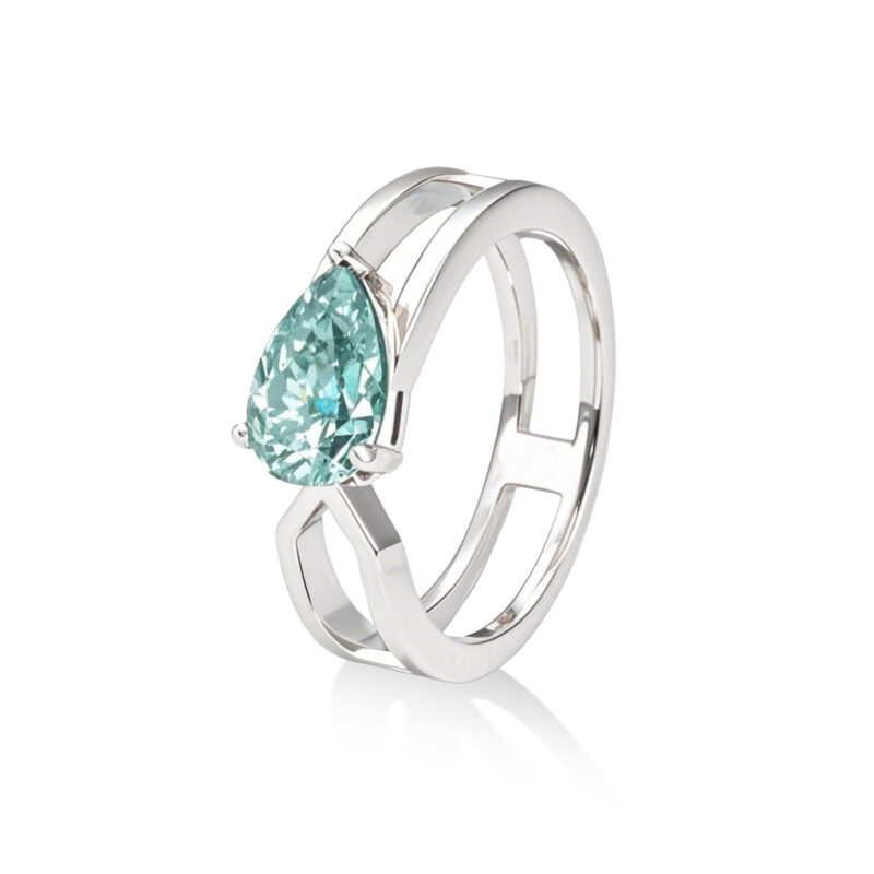 Dew of Dawn Blue Green Moissanite Ring