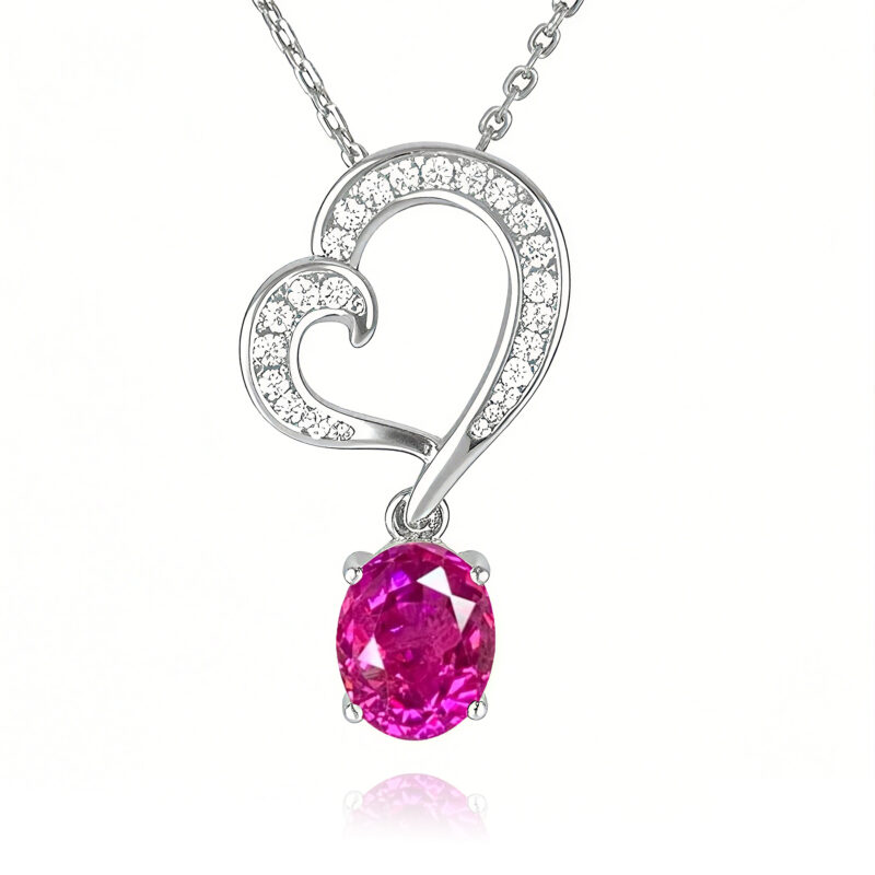 “Eternal Passion” Heart Hot Pink Sapphire Necklace