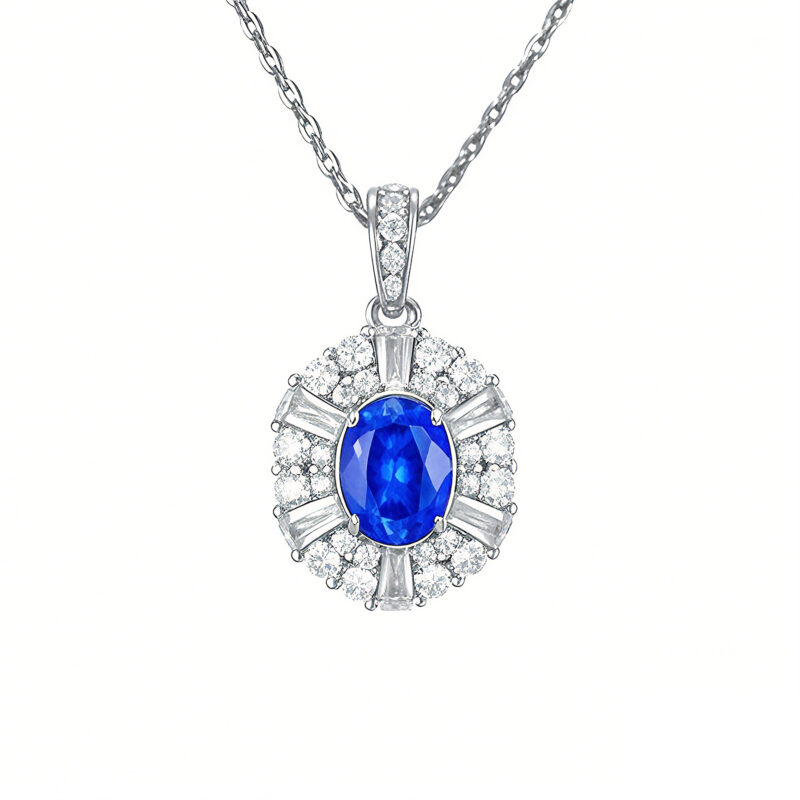 Blue Cobalt Spinel Pendant Necklace
