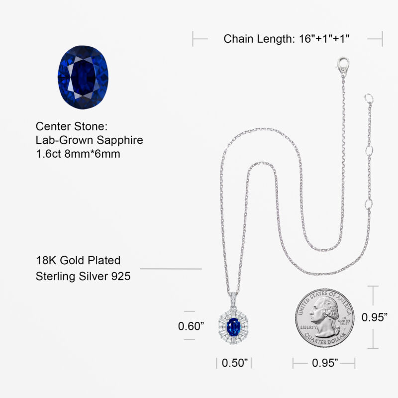 Blue Sapphire Pendant Necklace - Image 6