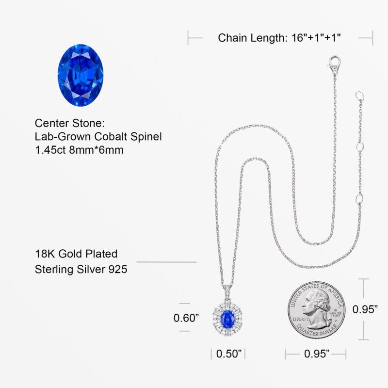 Blue Cobalt Spinel Pendant Necklace - Image 2