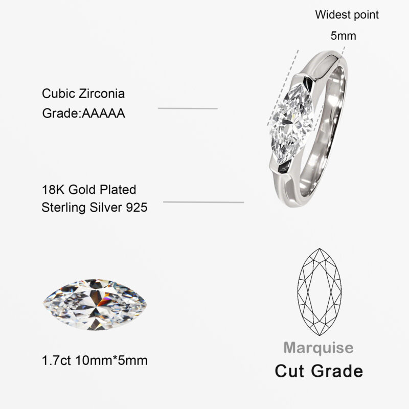 Silver Marquise-Cut Ring - Image 2