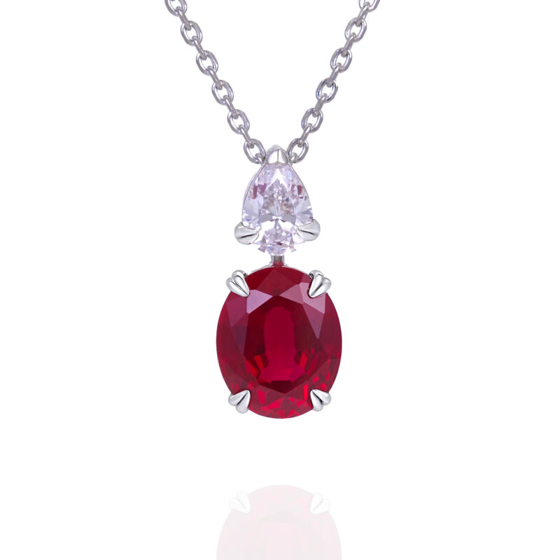 4.8ct Lab-Grown Ruby & Moissanite Pendant Necklace