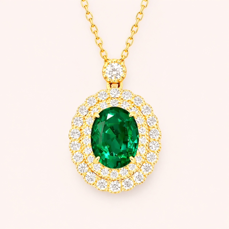 Emerald Silver Necklace