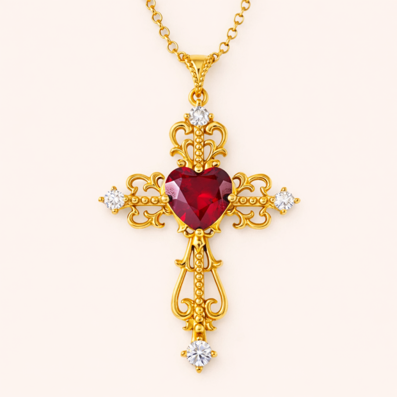 Ruby Cross Necklace