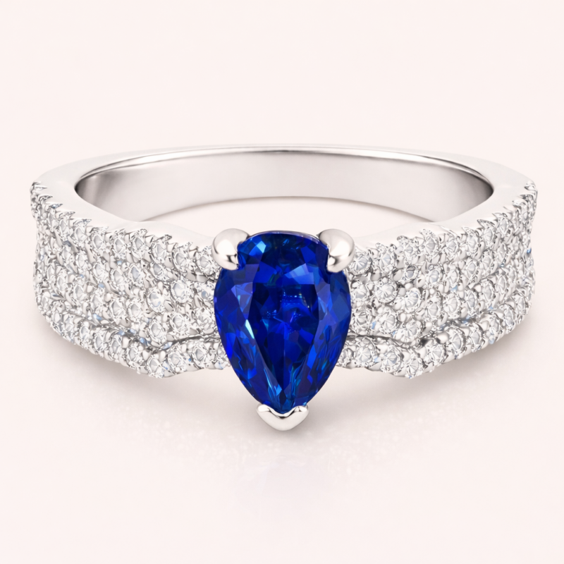 Sandblasted Sapphire Ring